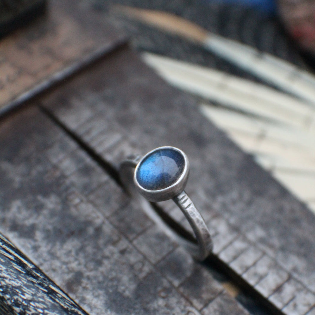 Alchemy Ring - size 8.5 Labradorite Oval Fatty Stacker