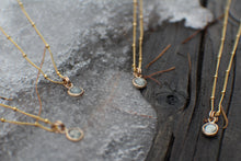 Load image into Gallery viewer, #2 Light Gray Green 6mm Rosecut Montana Sapphire Necklace in 14k Gold Fill - OOAK
