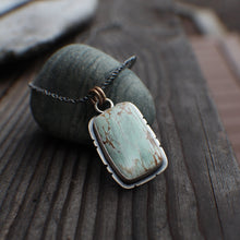 Load image into Gallery viewer, Variscite Large Rectangle Pendant on 18" rope chain
