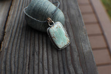 Load image into Gallery viewer, Variscite Large Rectangle Pendant on 18" rope chain
