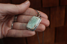 Load image into Gallery viewer, Variscite Large Rectangle Pendant on 18" rope chain
