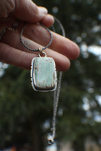 Load image into Gallery viewer, Variscite Large Rectangle Pendant on 18" rope chain

