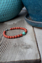 Load image into Gallery viewer, Gardener's Palette #2 - Terra Cotta Poppy Jasper &amp; Teal Chrysocolla 7.5" Bracelet
