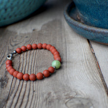 Load image into Gallery viewer, Gardener's Palette #1 - Terra Cotta Poppy Jasper &amp; Greenest Chrysocolla 7" Bracelet
