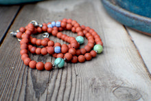 Load image into Gallery viewer, Gardener's Palette #1 - Terra Cotta Poppy Jasper &amp; Greenest Chrysocolla 7" Bracelet
