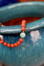 Load image into Gallery viewer, Gardener's Palette #3 - Terra Cotta Poppy Jasper &amp; speckle Teal Chrysocolla 7.5" Bracelet
