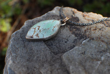Load image into Gallery viewer, Spring Variscite Pendant #2 - Marquis Shape on 18" reverse rope chain with 14k Gold Fill
