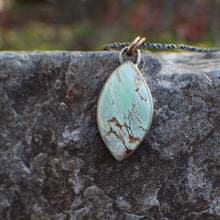 Load image into Gallery viewer, Spring Variscite Pendant #2 - Marquis Shape on 18" reverse rope chain with 14k Gold Fill
