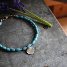 Load image into Gallery viewer, Bohemian Beaded SINGLE: 8" Tiny Spark Charm with Azure Blue African Beads!
