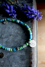 Load image into Gallery viewer, Bohemian Beaded SINGLE: 7.25" Tiny Spark Charm with Aquamarine &amp; apple greens!
