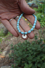 Load image into Gallery viewer, Bohemian Beaded SINGLE: 7.75" Tiny Coin Charm with Light Blue African Beads!
