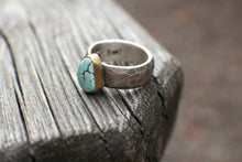 Load image into Gallery viewer, Size 8 Kazakhstan Lavender Turquoise Ring in 18k Gold &amp; Sterling Silver *minor flaw
