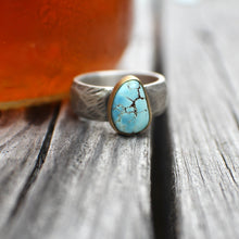 Load image into Gallery viewer, Size 8 Kazakhstan Lavender Turquoise Ring in 18k Gold &amp; Sterling Silver *minor flaw
