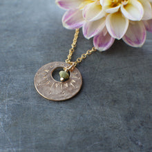 Load image into Gallery viewer, Soleil Coin Necklace in 14k Gold Fill and Turquoise
