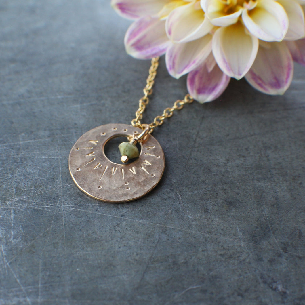 Soleil Coin Necklace in 14k Gold Fill and Turquoise