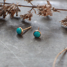 Load image into Gallery viewer, 4mm Bluebird Turquoise Studs in 14k Gold Fill
