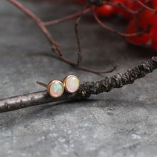 Load image into Gallery viewer, 4mm Opal Studs in 14k Gold Fill

