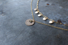 Load image into Gallery viewer, Soleil Coin Necklace in Turquoise- 14k Gold Fill &amp; Nugget Turquoise charm
