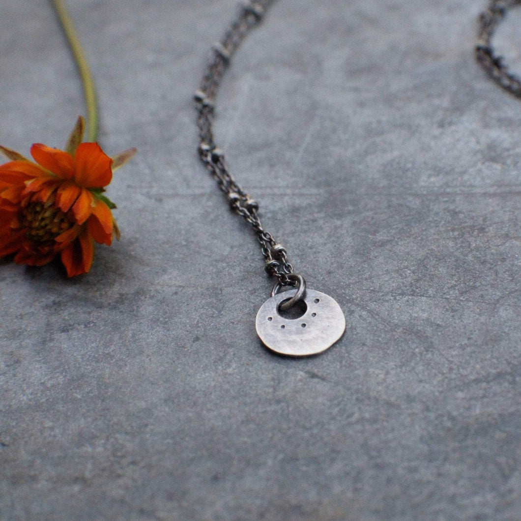 Tiny Silver Coin Necklace, Harbinger of Joy Charm Necklace