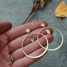 Load image into Gallery viewer, Rose Quartz Fortuna Hoops in 14k gold fill
