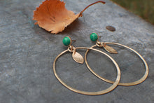 Load image into Gallery viewer, Malachite Fortuna Hoops in 14k gold fill
